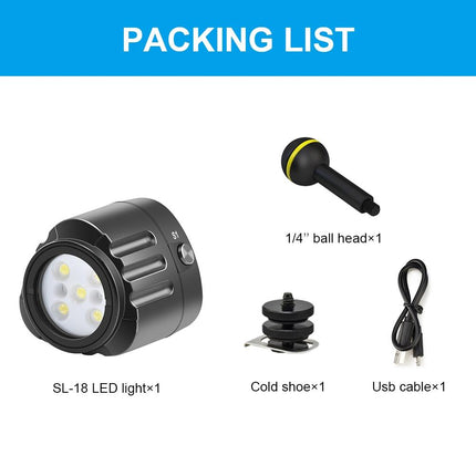 1000Lm Diving Light For Gopro Hero - 40M Underwater Photography Fill Light