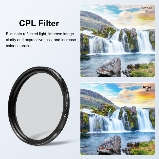 52Mm Cpl Uv Lens Filter + Adapter Ring For Gopro Hero12