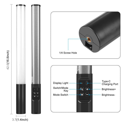 Handheld Rgb Beauty Fill Light - Metal Body 2500-9000K