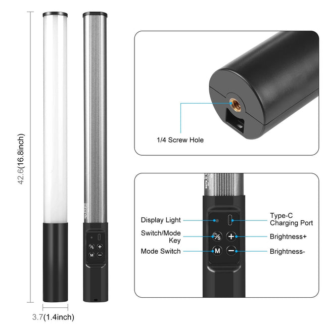 Handheld Rgb Beauty Fill Light - Metal Body 2500-9000K