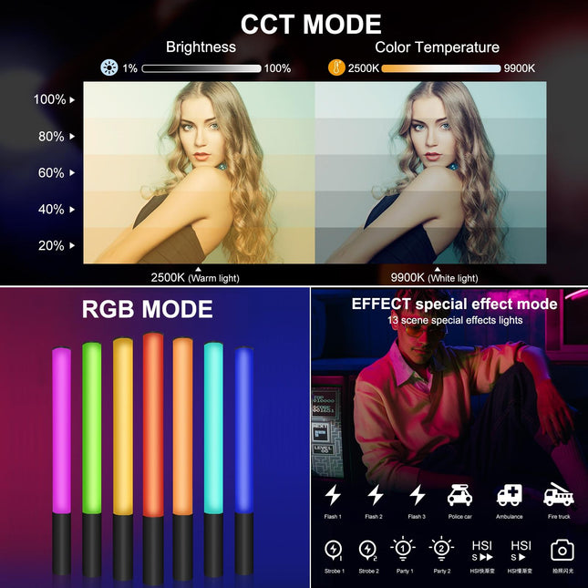 Handheld Rgb Beauty Fill Light - Metal Body 2500-9000K