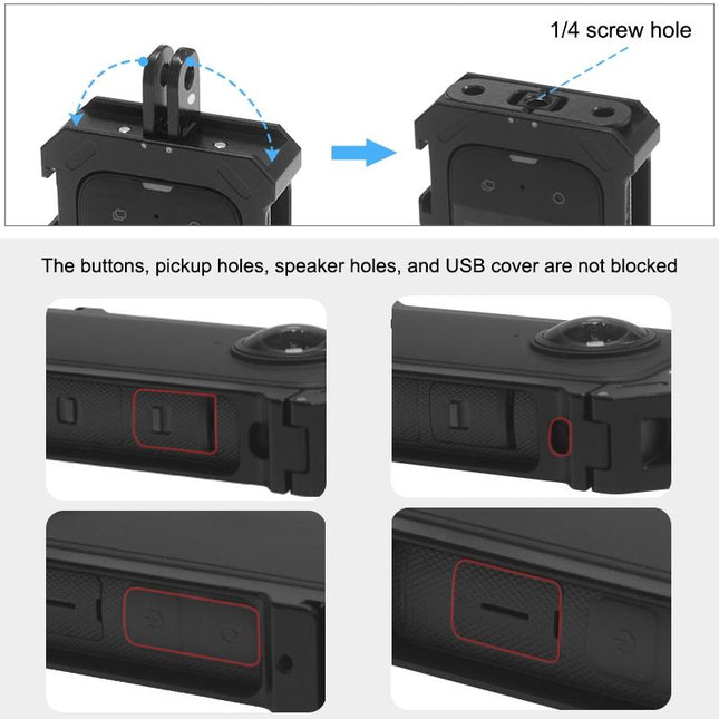 Metal Protective Cage For Insta360 X3 With Cold Shoe And Tripod Adapter