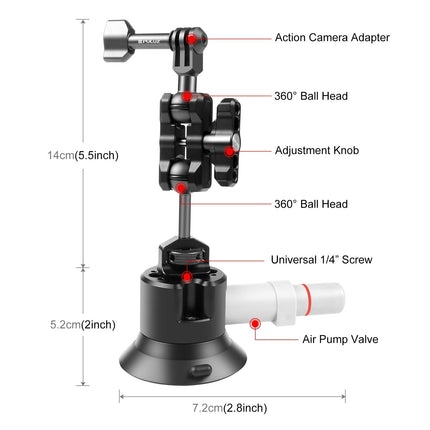 Aluminum Magic Arm With Suction Cup Mount