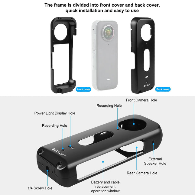 Metal Protective Cage For Insta360 X3 With Silicone Lens Cover