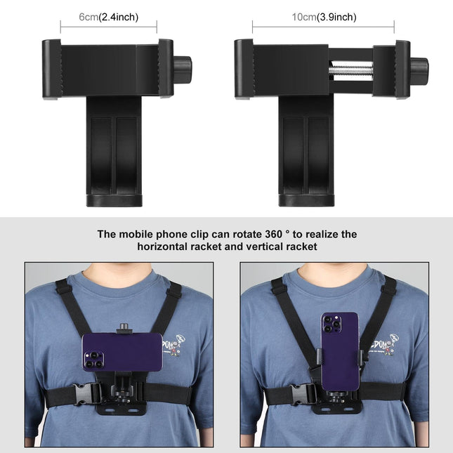 Adjustable Body Mount Belt With Phone Clamp And J Hook Mount