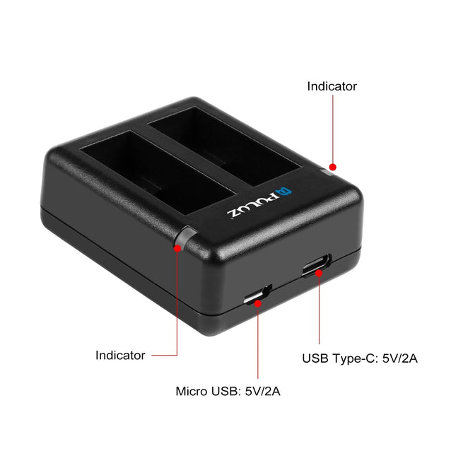 Dual Usb Charger For Gopro Hero 9 / 10 / 11 / 12 - Dual Batteries