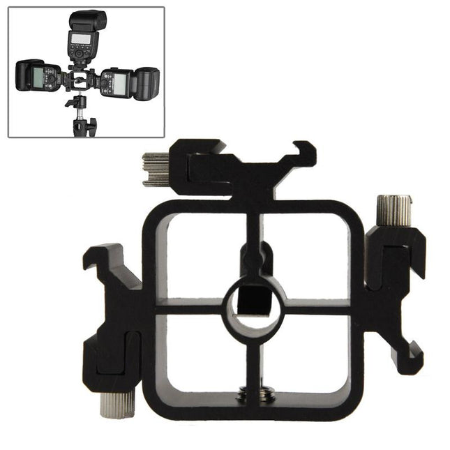 Triple Hot Shoe Mount Adapter For Flash And Light Stands