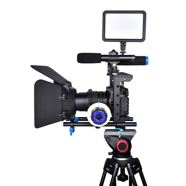 Protective Dslr Camera Cage With Stabilizer And Top Handle - Black