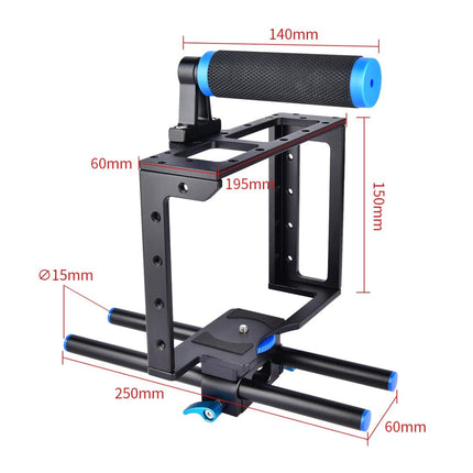 Protective Dslr Camera Cage With Stabilizer And Top Handle - Black