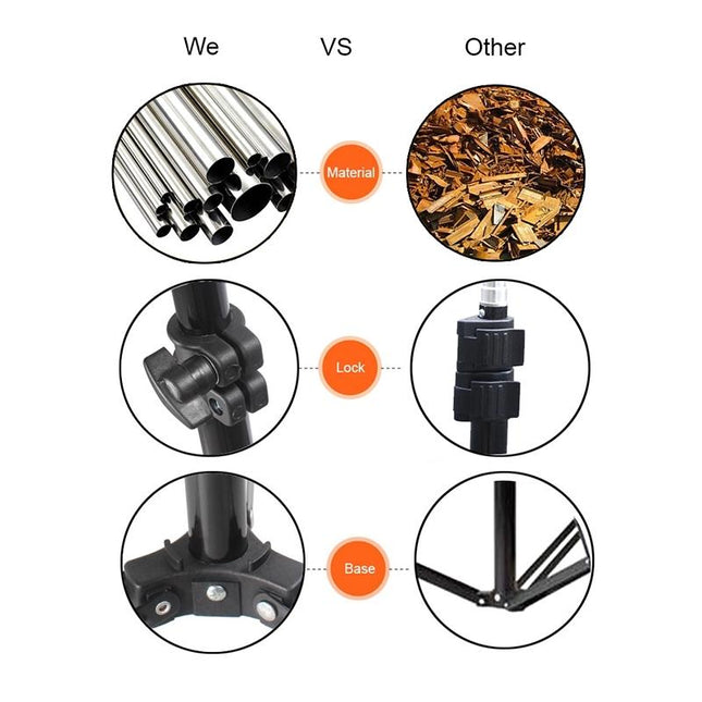 Professional Aluminum Lighting Stand For Studio Flash - 68-200Cm Height Black