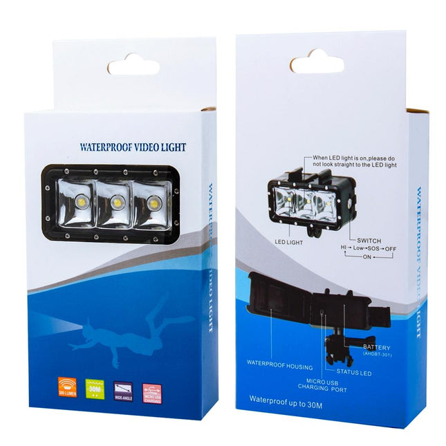 Waterproof Video Light For Action Cameras - 3 Modes