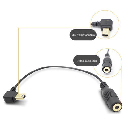 10 Pin Mic Adapter Cable For Gopro Hero4 / 3 / 3 - 16.5Cm Length