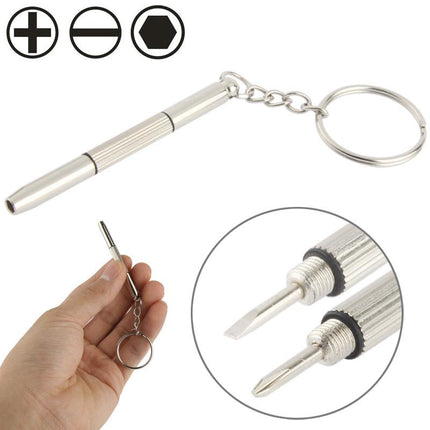 Versatile 3-In-1 Mini Screwdriver Keychain For Watch Phone Camera And Glasses