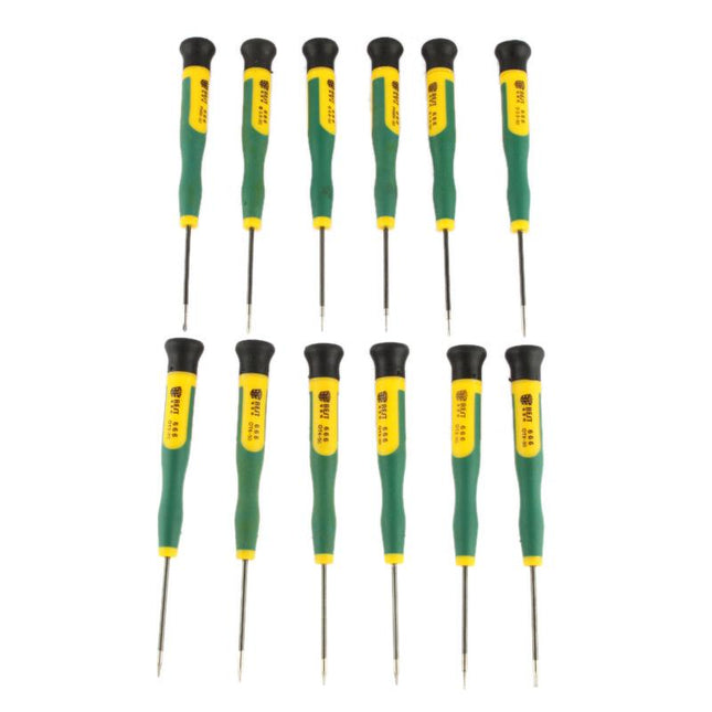12-Piece Precision Screwdriver Set For Repairing T2-T8 Devices - Green