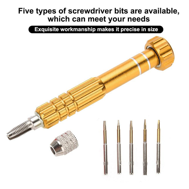 5-In-1 Gold Series Screwdriver Set - T5 T6 1.2 1.5 0.8 Sizes