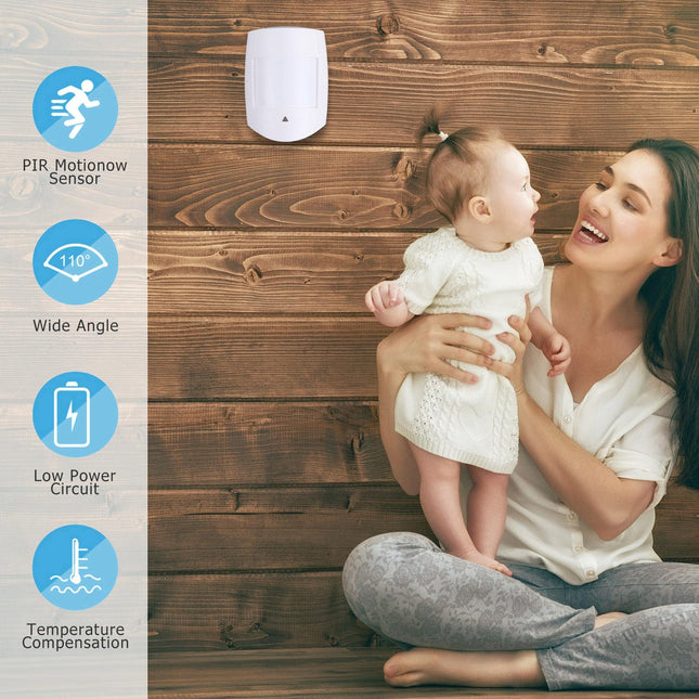 Adjustable 2-Level Pir Motion Sensor For Home Security - White