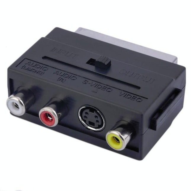 Scart Male To S-Video & 3 Rca Audio Adapter - Black