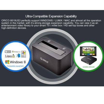 High-Speed Usb 3.0 To Sata Dock For 2.5 / 3.5 Hdd - Black