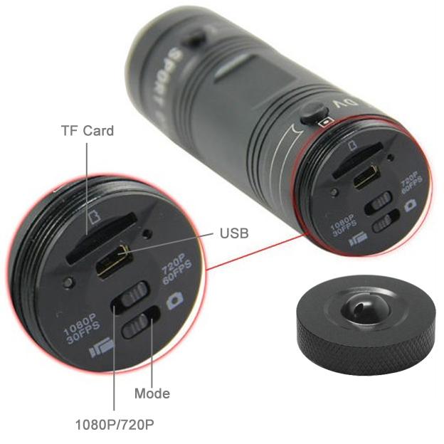 Full Hd 1080P Action Camera With 120 Degree Wide Angle Lens - Tf Card Support