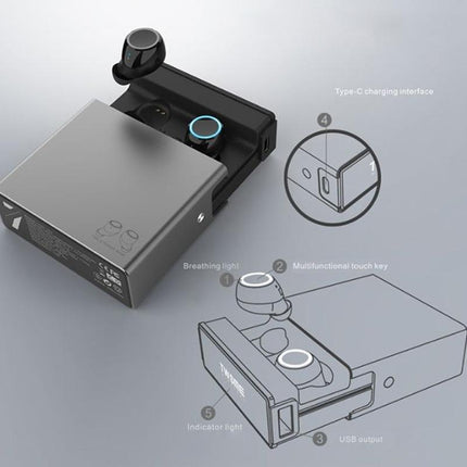 Wireless Tws Earphones With Charging Box - V7 Bluetooth 5.0 - Silver