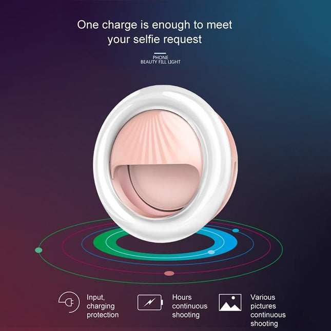 Rechargeable Selfie Light Clip For Beauty And Flash Fill - Black