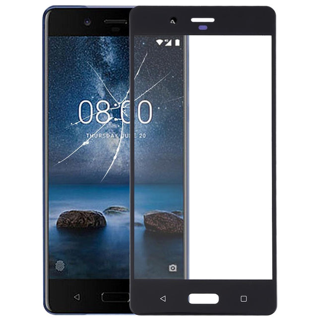 Replacement Front Screen Glass For Nokia 8 - Black