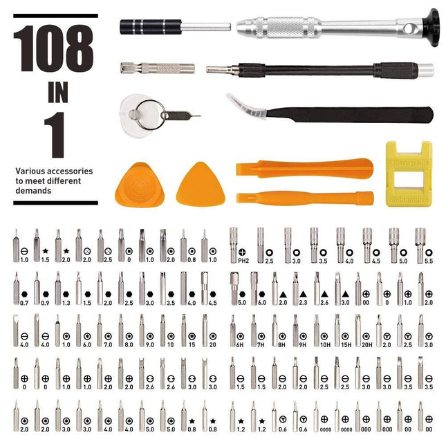 108-Piece Precision Screwdriver And Nutdriver Set