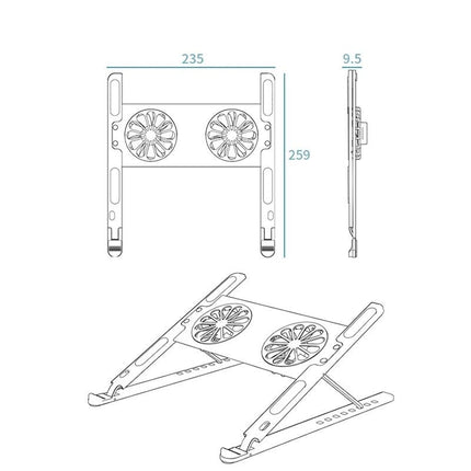 Adjustable Laptop Stand - Cooling Fans Included