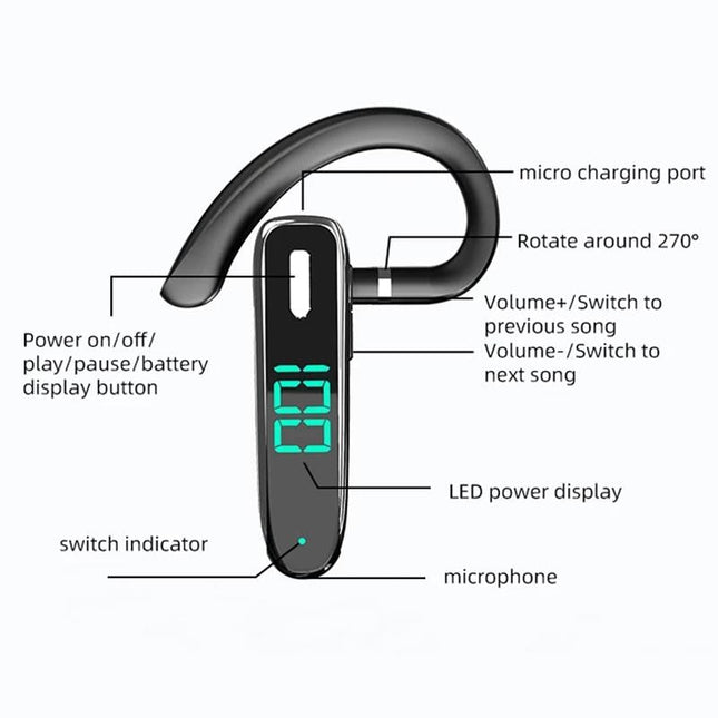 5.3 Bluetooth Business Ear-Hook Earphone With Mic - K50