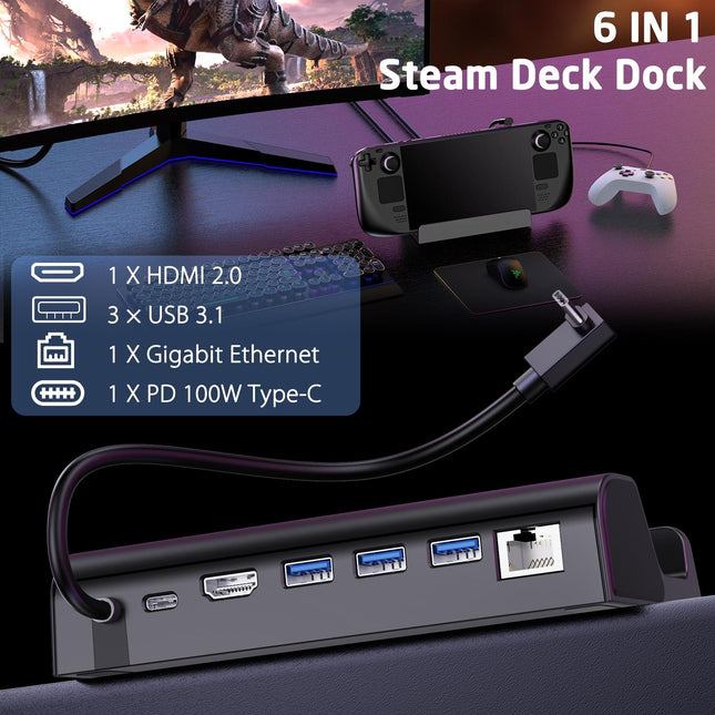Steam Deck Expansion Dock With Hdmi And Gigabit Network Port