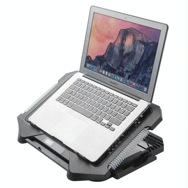 5-Fan Laptop Cooling Pad With Adjustable Stand And Phone Holder