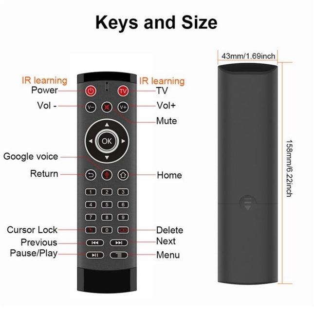 Smart Remote Control For Android Tv With Microphone And Air Mouse Function