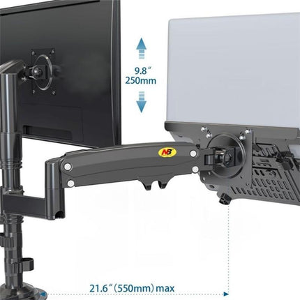Full Motion Dual Arm Clamp For 22-32 Inch Lcd Tv Monitor Desk Holder With Gas Spring