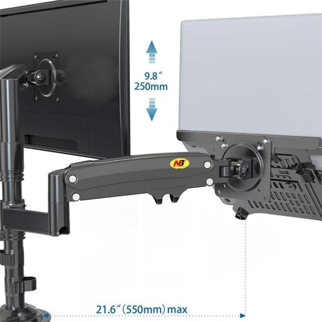 Full Motion Dual Arm Clamp For 22-32 Inch Lcd Tv Monitor Desk Holder With Gas Spring