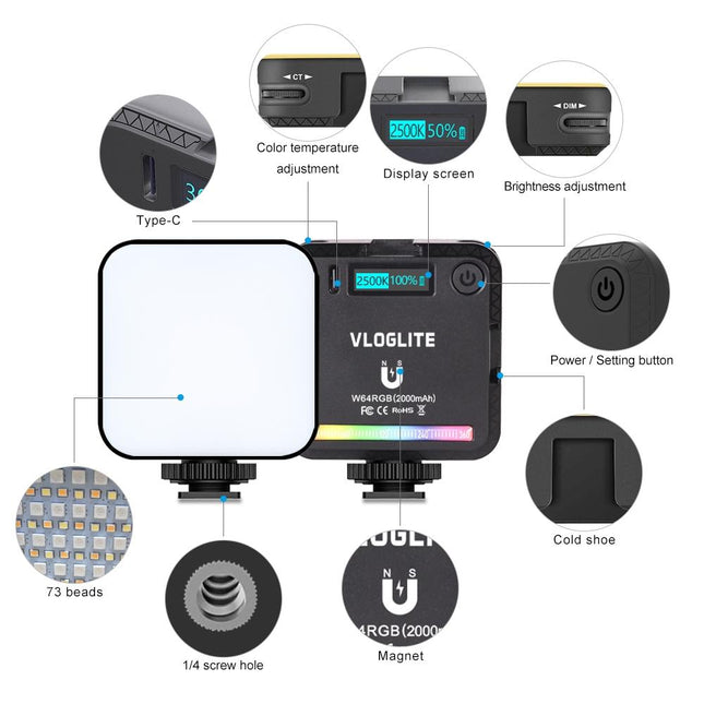 Dimmable Pocket Fill Light - 20 Modes For Live Broadcast