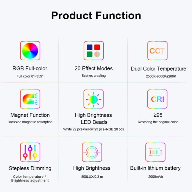 Dimmable Pocket Fill Light - 20 Modes For Live Broadcast