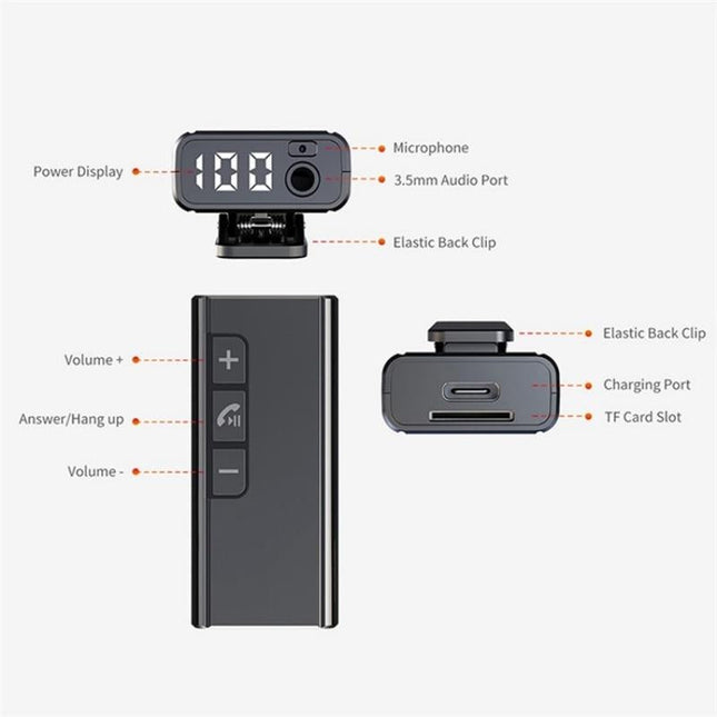 Wireless Car Bluetooth Hands-Free Call Adapter With Digital Display