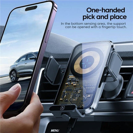 High Power Car Wireless Charger With Phone Bracket - Transparent 66W