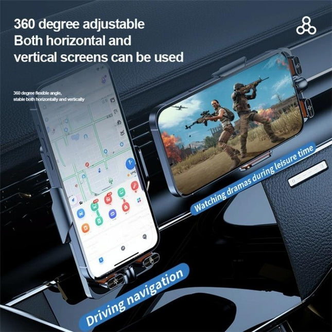 Wireless Car Charger With Infrared Sensor And Aluminum Bracket - Transparent Black