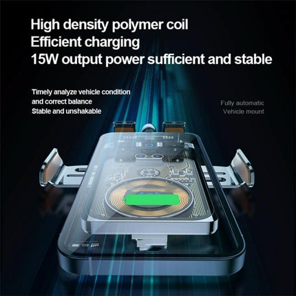 Wireless Car Charger With Infrared Sensor And Aluminum Bracket - Transparent Black