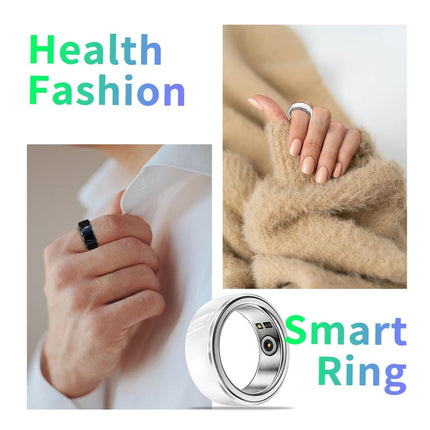 Smart Ring With Heart Rate Blood Oxygen Sleep & Sports Modes - Black Size 22