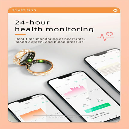 Smart Ring With Heart Rate Blood Oxygen Sleep Monitoring - Rose Gold Size 10