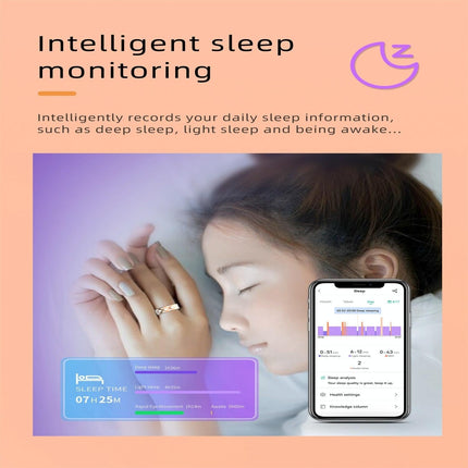 Smart Ring With Heart Rate Blood Oxygen Sleep Monitoring - Multiple Sports Modes - Rose Gold Size 12