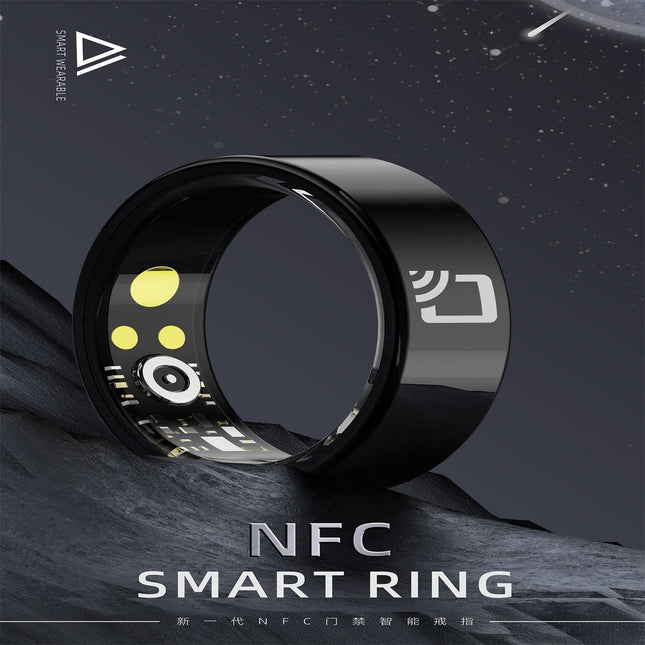 Smart Ring With Heart Rate Blood Oxygen & Sleep Monitoring - Multiple Sports Modes - Black Size 12