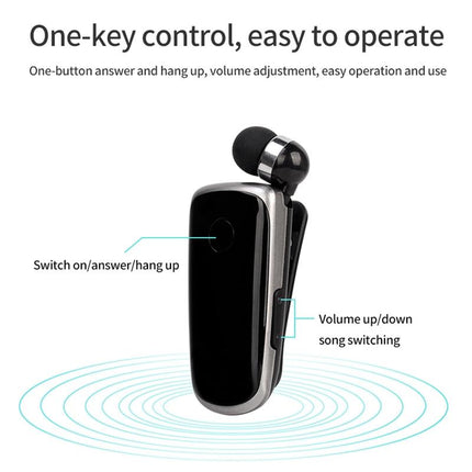 Wireless Bluetooth In-Ear Earphone With Vibrating Alert And Hands-Free Clip - Blue