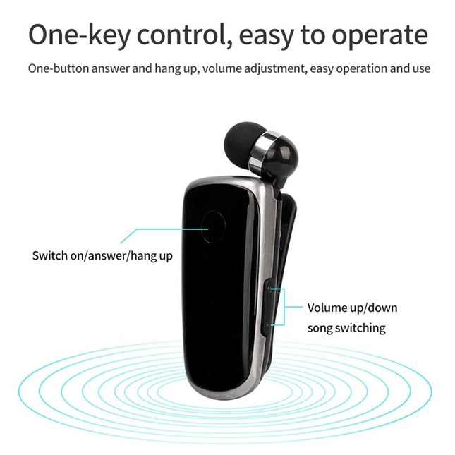 Wireless Bluetooth In-Ear Earphone With Vibrating Alert And Hands-Free Clip - Blue
