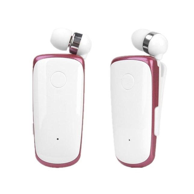 Wireless Bluetooth In-Ear Earphone With Vibrating Alert And Hands-Free Clip - Rose Red