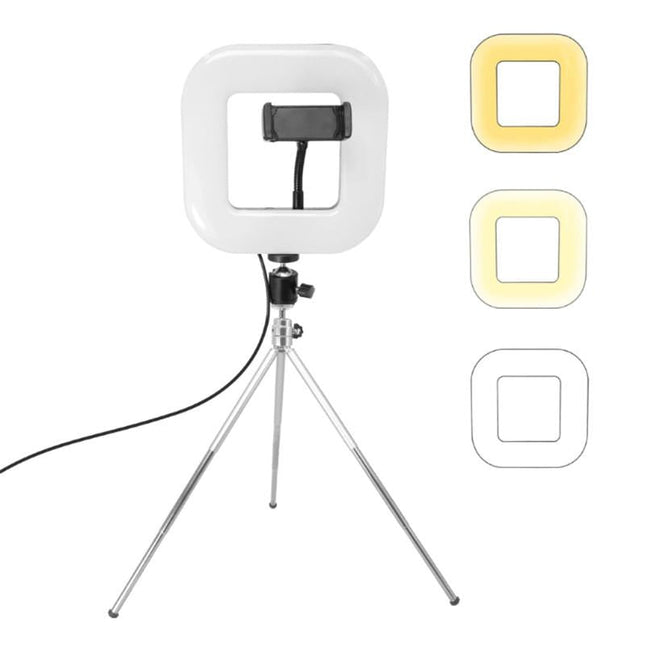 28Cm Dimmable Led Square Light With Tripod For Mobile Phone Live Streaming