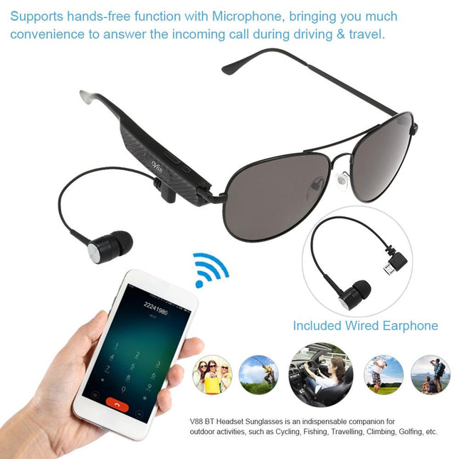 Wireless Bluetooth Sunglasses With Music Earphones And Mic