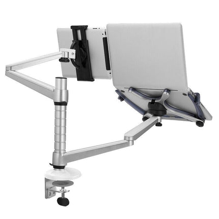 Adjustable Aluminum Double Arm Tablet Stand - Universal Rotation